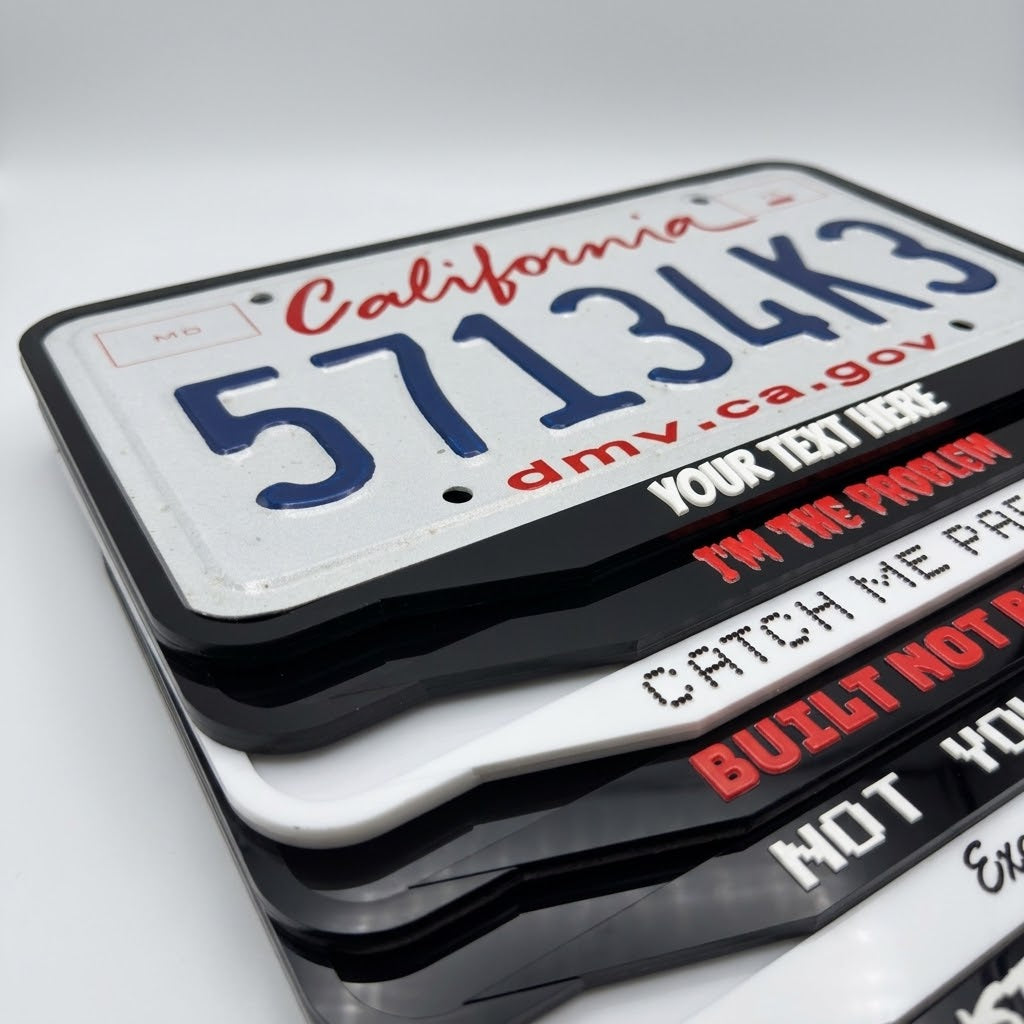 Custom Acrylic License Plate Frame – No Cover Design, Personalized Text & Logo